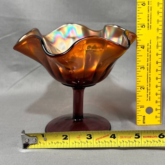 Vtg Fenton Carnival Stippled Rays Art Glass Comport Compote Amethyst Purple - Picture 14 of 16